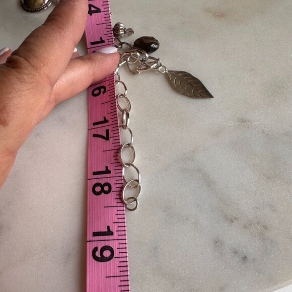 Silver and Quartz Colored Stones Charm Necklace - Picture 7 of 8